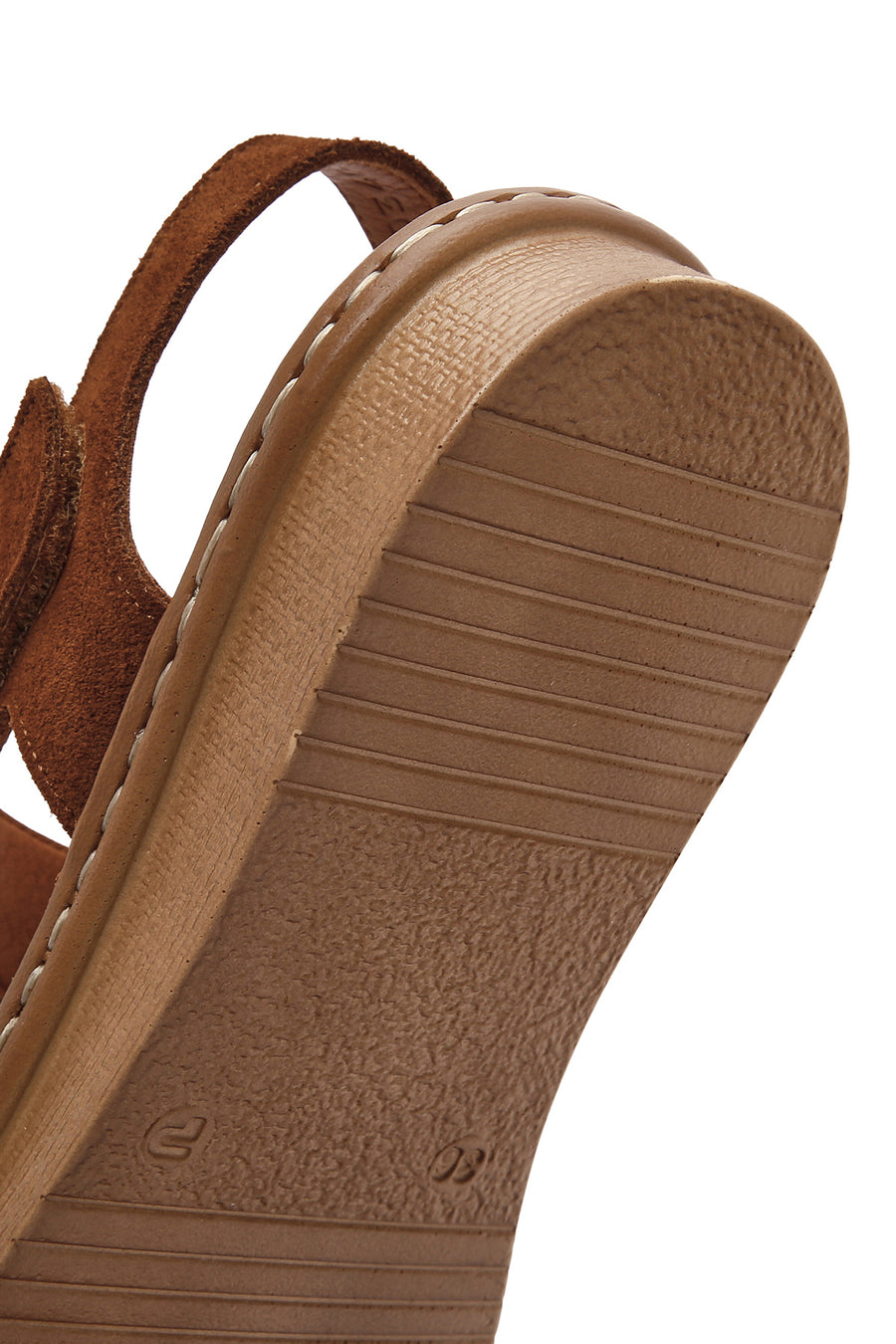 Women's Tan Suede Leather Comfort Sandals
