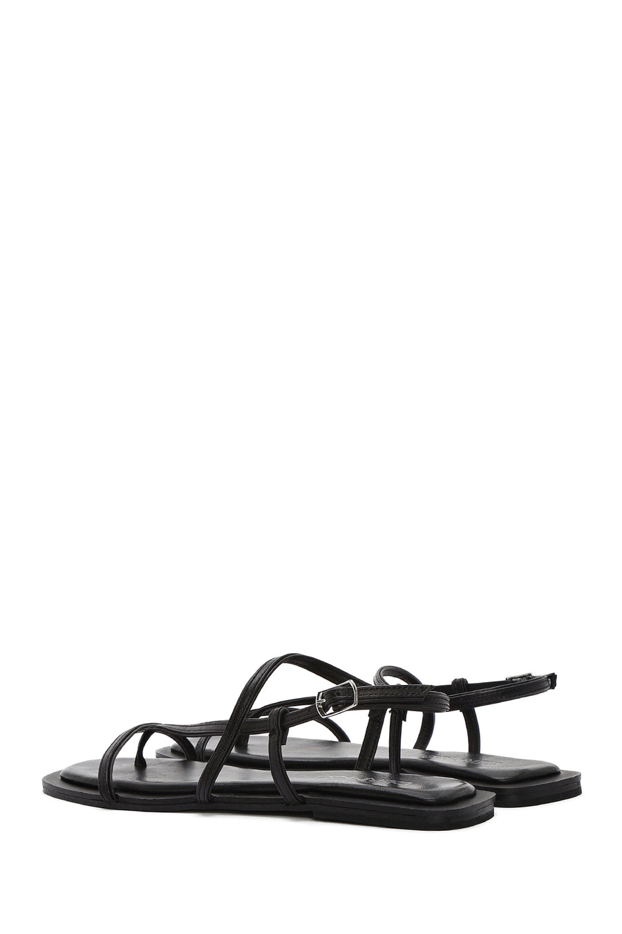 Women's Black Leather Flip-Flop Sandals