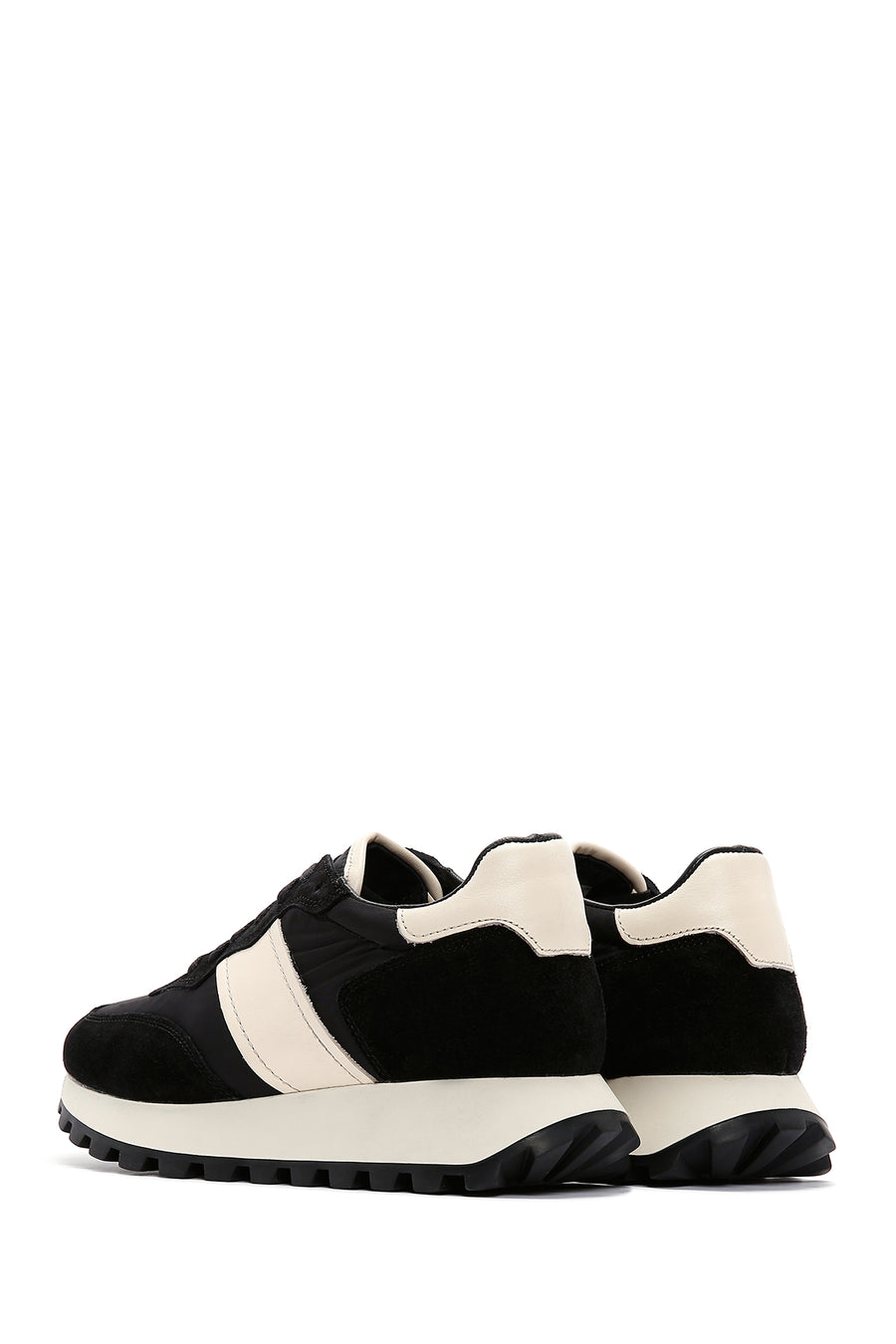 Erkek Siyah Süet Deri Detaylı Sneaker