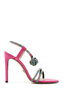 Women's Pink Stone Thin Heel Sandals | Derimod