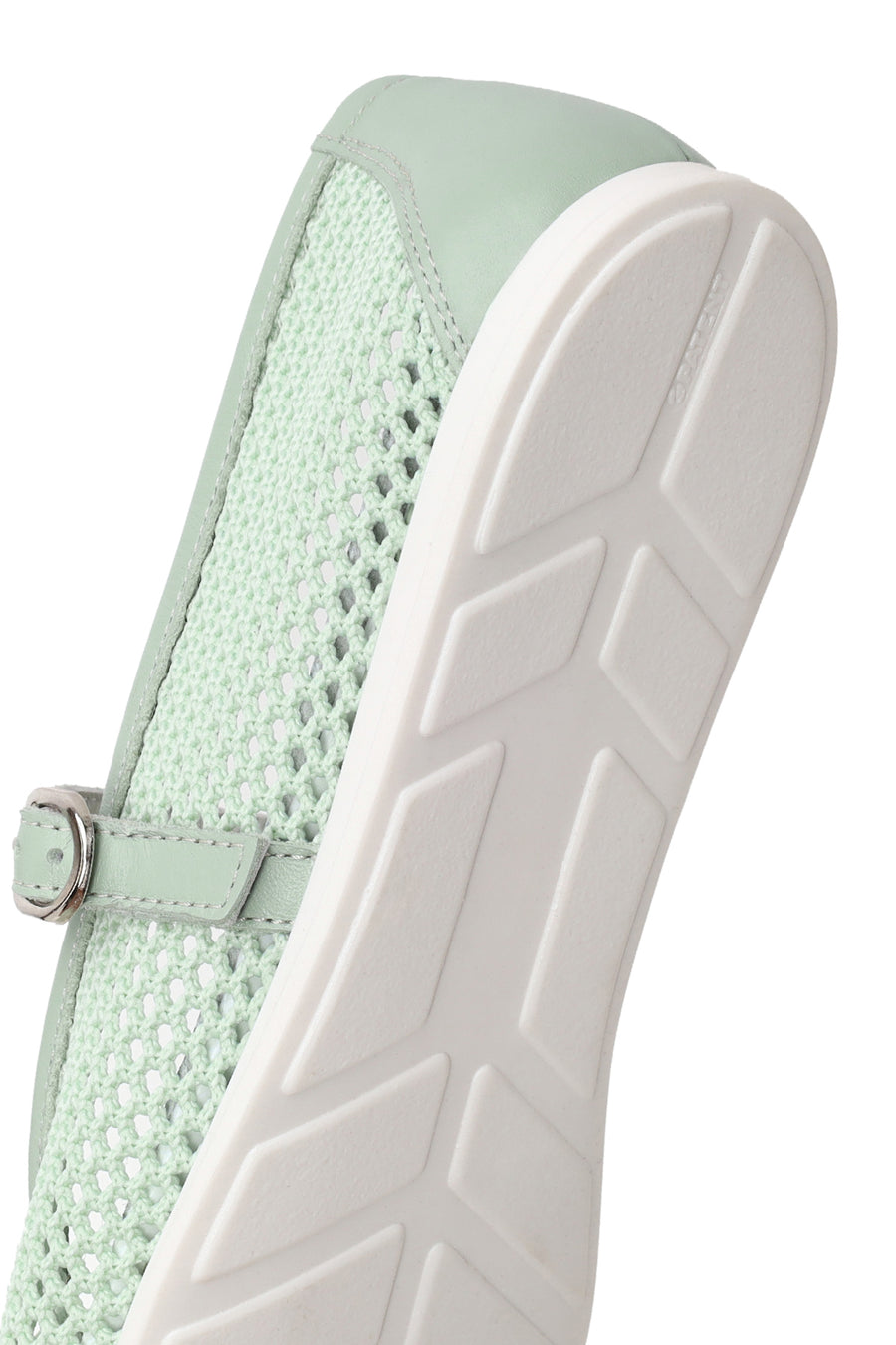 Woman Mint Green Buckled Mesh Ballerine flats