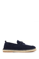 Men's Navy Blue Suede Leather Espadrille | Derimod
