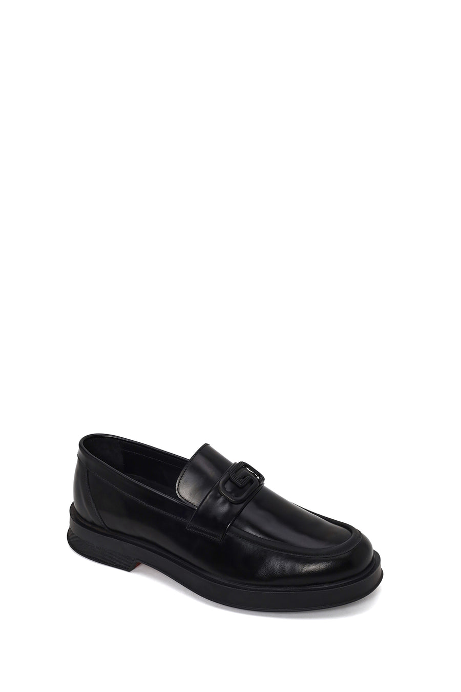 Male Black Buckled Leather Casual Loafer