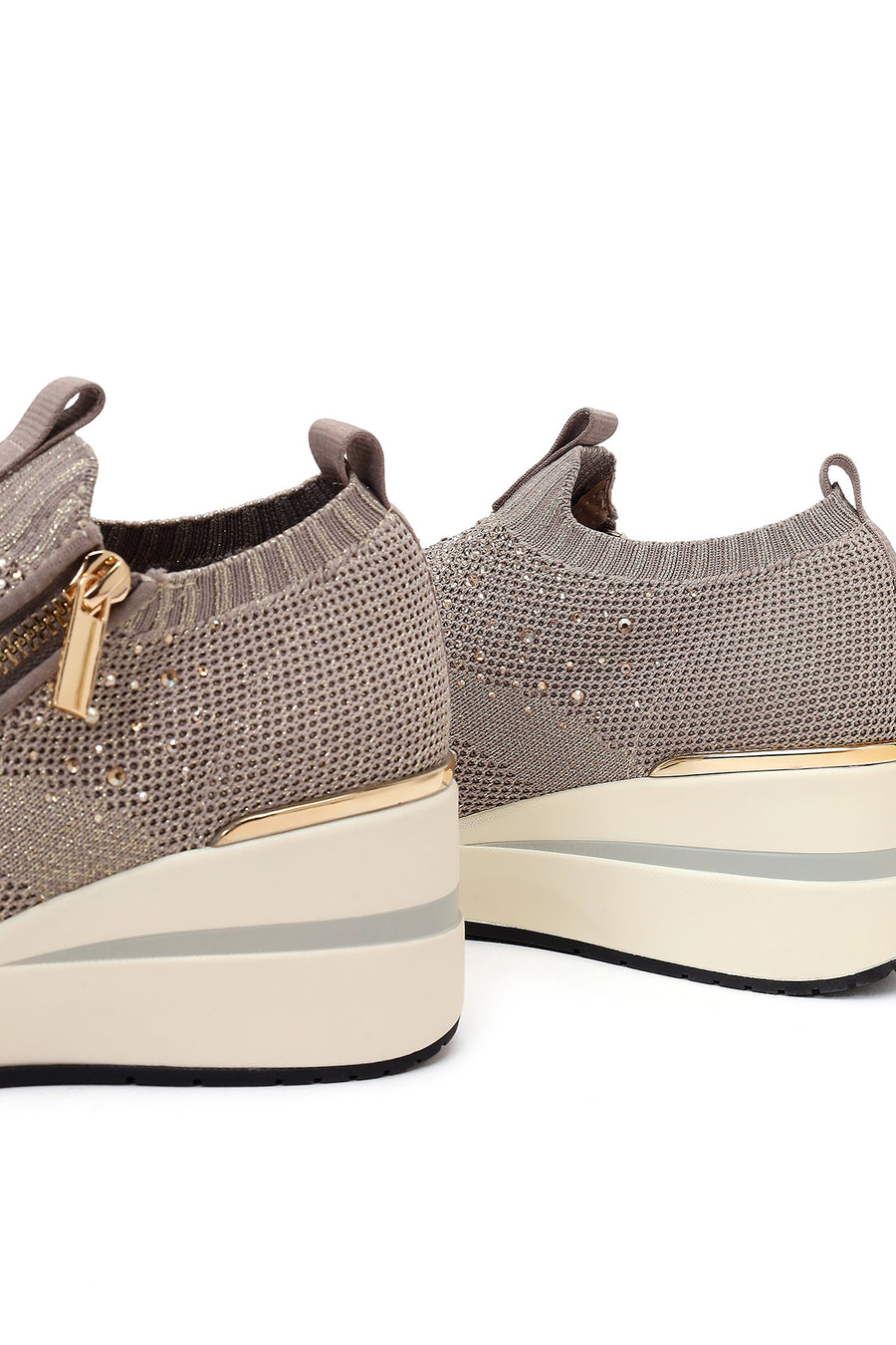 Derimod Zero Women's Mink Zippered Platform Fabric Sneaker