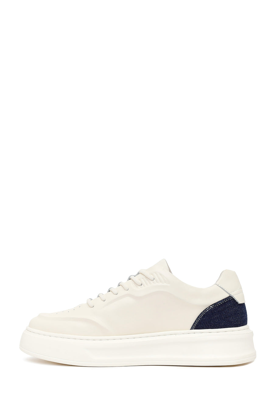 Male White Lace-Up Leather Sneaker