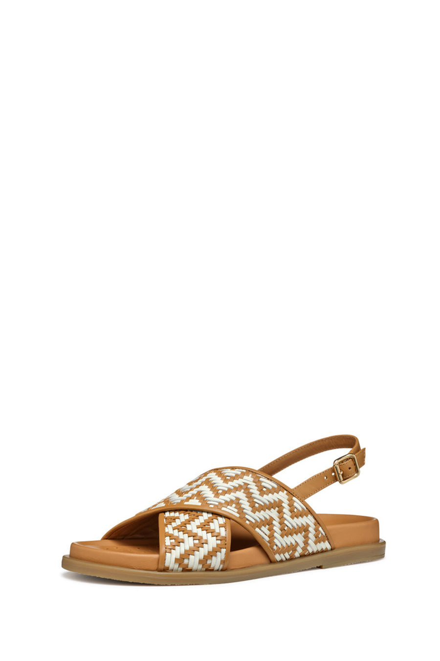 Geox Women Camel D Adelash E - Shi.Goat Lea Knitted Leather Sandals