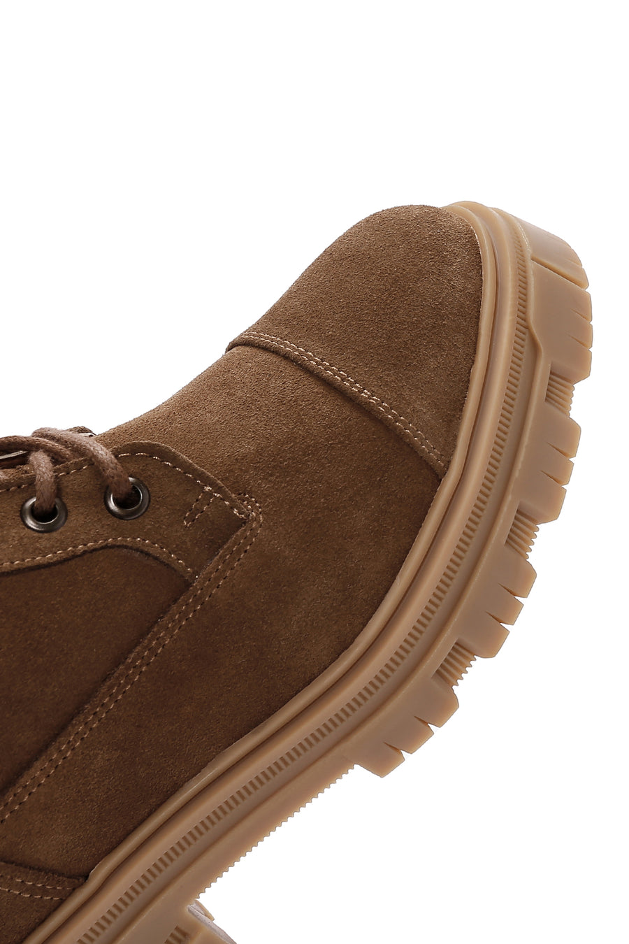 Women's Tan Thick Soled Zippered Suede Leather Boots