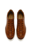 Men's Tan Thick Sole Lace Up Leather Sneaker | Derimod