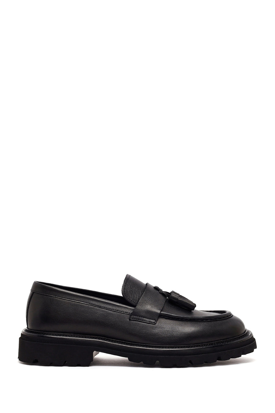 Male Black Tasselled Leather Casual Loafer WM710025DV | Derimod