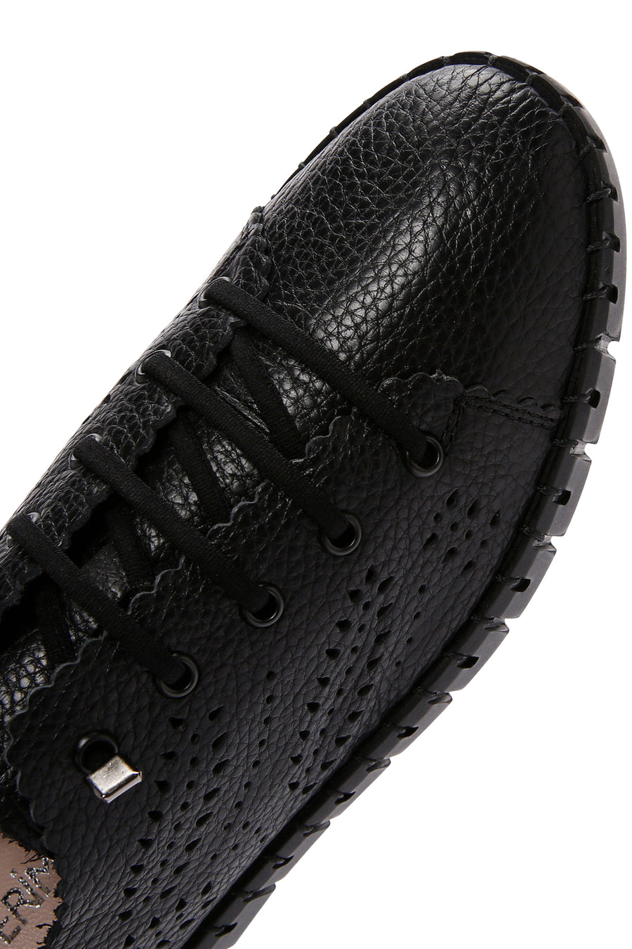 Woman Black Laced Patterned Leather Comfort Shoes