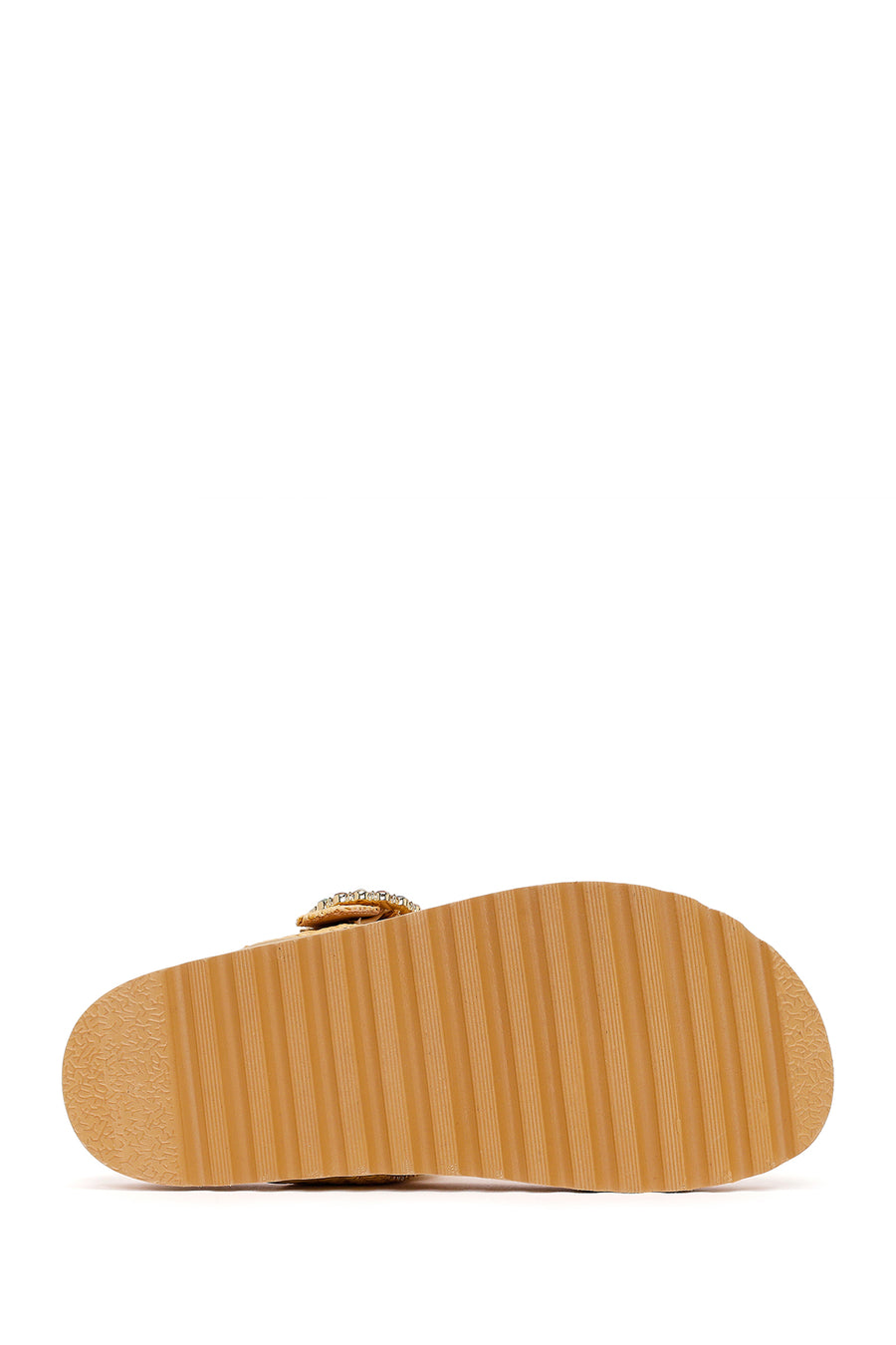 Woman Beige Embellished Straw Flip-Flops