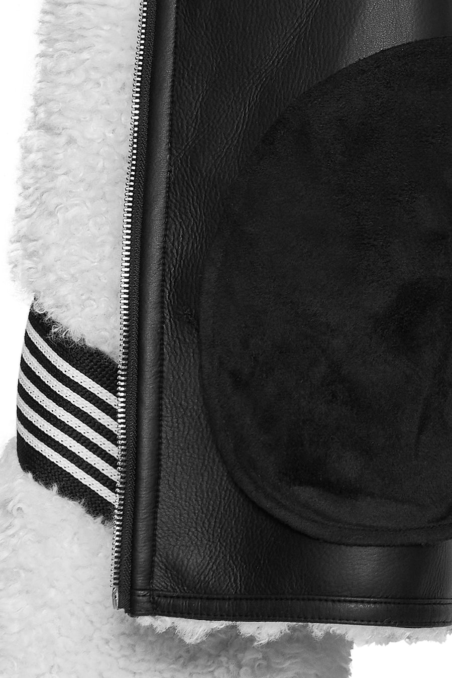Meribel Women's White Black Stripe Detail Teddy Coat
