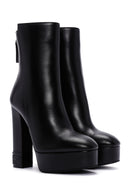 Women's Black High Heeled Platform Leather Boots | Derimod