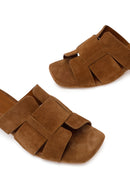 Woman Mink Thick-Heeled Suede Slipper | Derimod