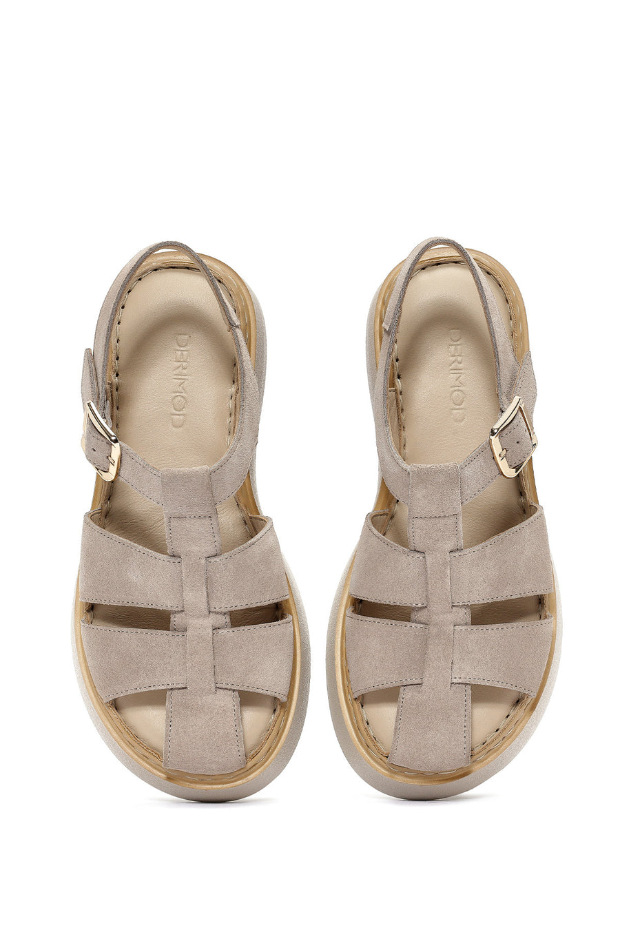 Women's Mink Ankle Buckle Thick Soled Suede Leather Comfort Sandals