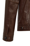 Wade Male Brown Slim-Fit Leather Jacket | Derimod