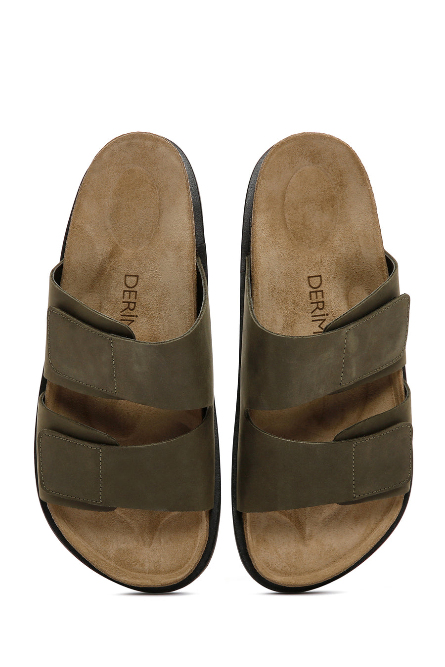 Men's Khaki Nubuck Leather Slippers