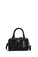 Woman Black Long-Strap Quilted Charmed Mini Shoulder Bag | Derimod