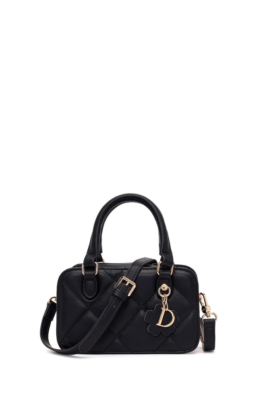 Woman Black Long-Strap Quilted Charmed Mini Shoulder Bag AB10003253 | Derimod