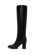 Women's Black Leather Heeled Boots | Derimod