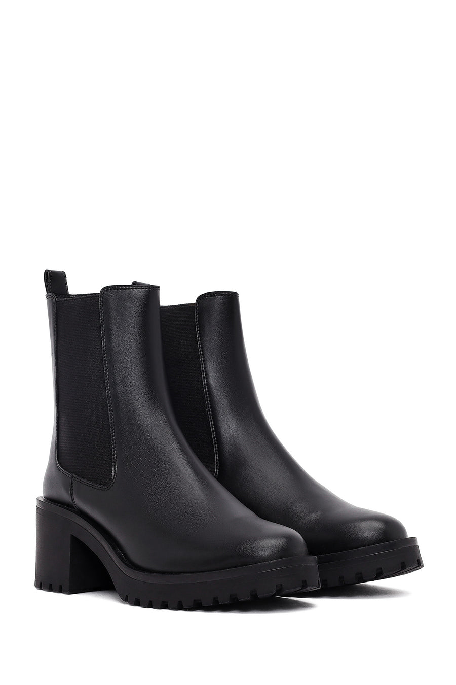 Woman Black Chunky-Heeled Chelsea Boots