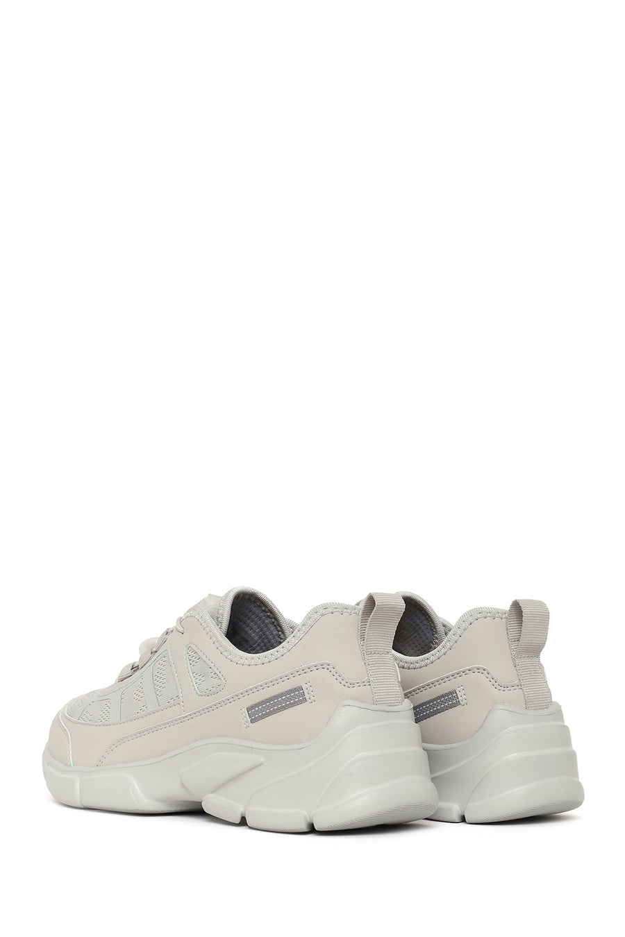 Woman Grey Lace-Up Chunky Sole Sneakers