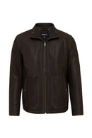 Costa Men's Brown Leather Jacket | Derimod