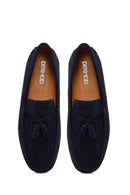 Men's Navy Blue Tassel Suede Leather Loafer | Derimod