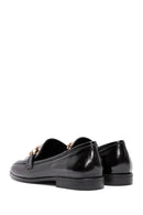 Women's Black Buckle Detailed Leather Masculine Loafer | Derimod