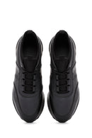 Erkek Siyah Bağcıklı Deri Casual Sneaker | Derimod