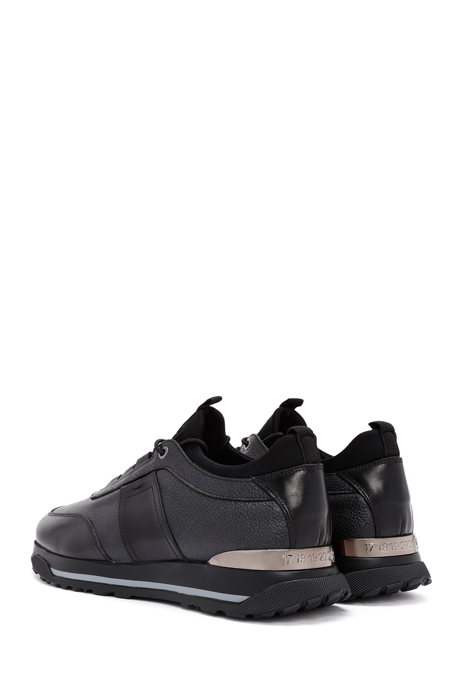 Erkek Siyah Bağcıklı Deri Casual Sneaker