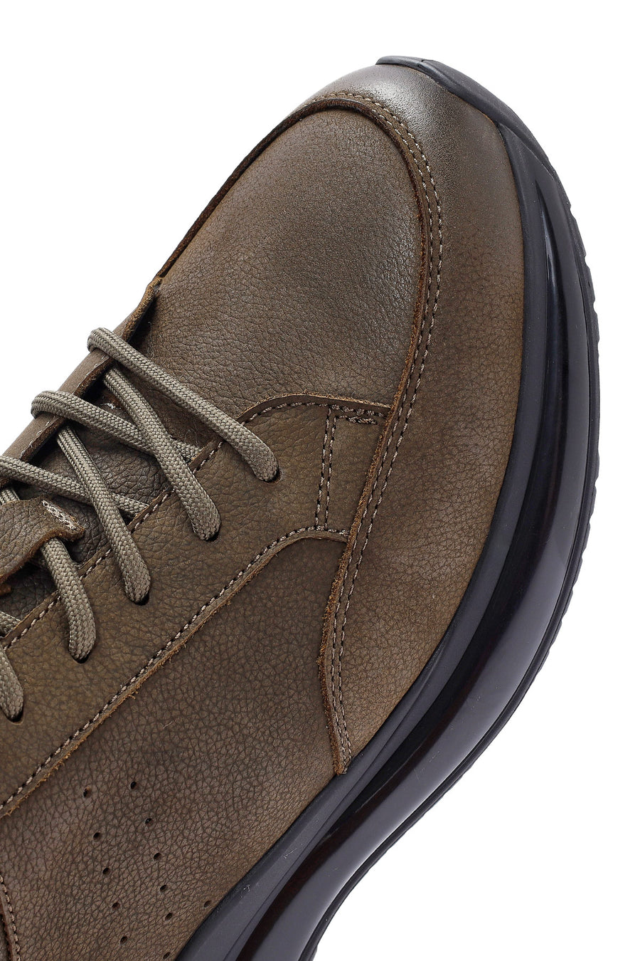 Erkek Haki Bağcıklı Nubuk Deri Sneaker