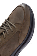 Men's Khaki Lace-Up Nubuck Leather Sneaker | Derimod