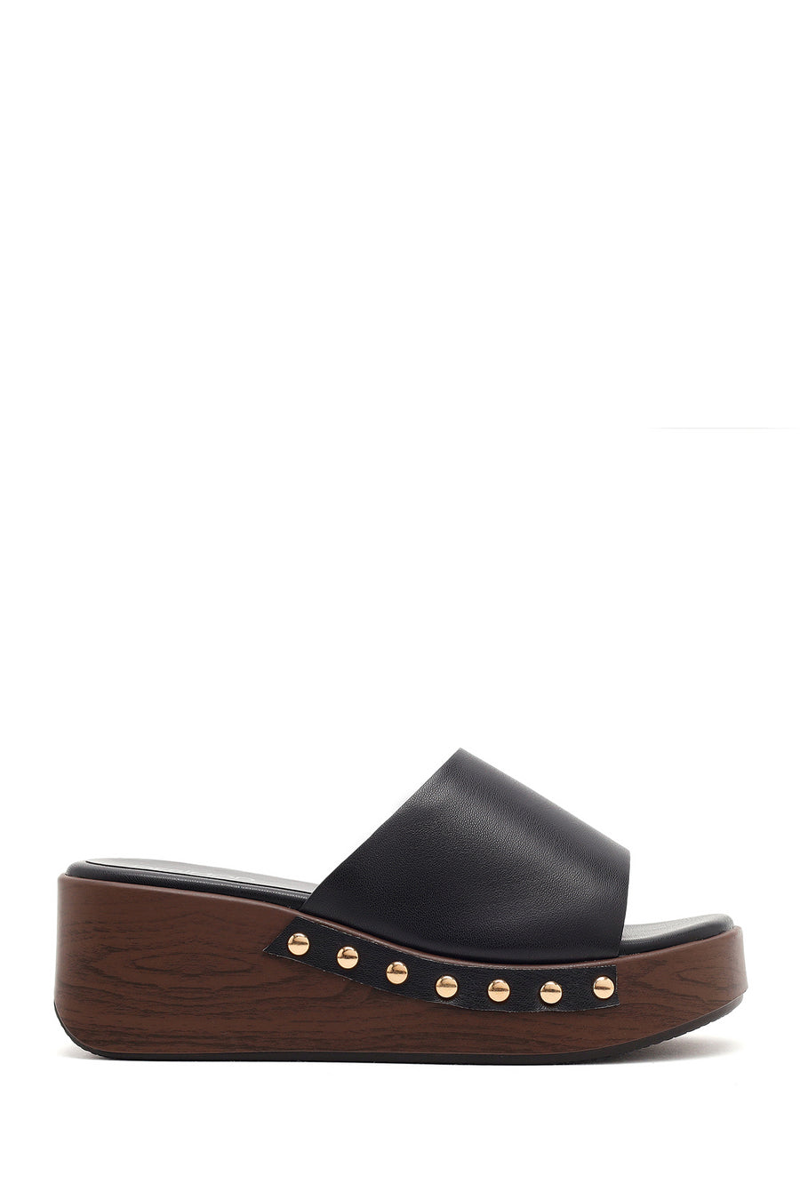 Women's Black Wedge Heeled Slippers 26SFE475318 | Derimod
