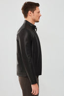 Felibe Men's Black Leather Jacket | Derimod