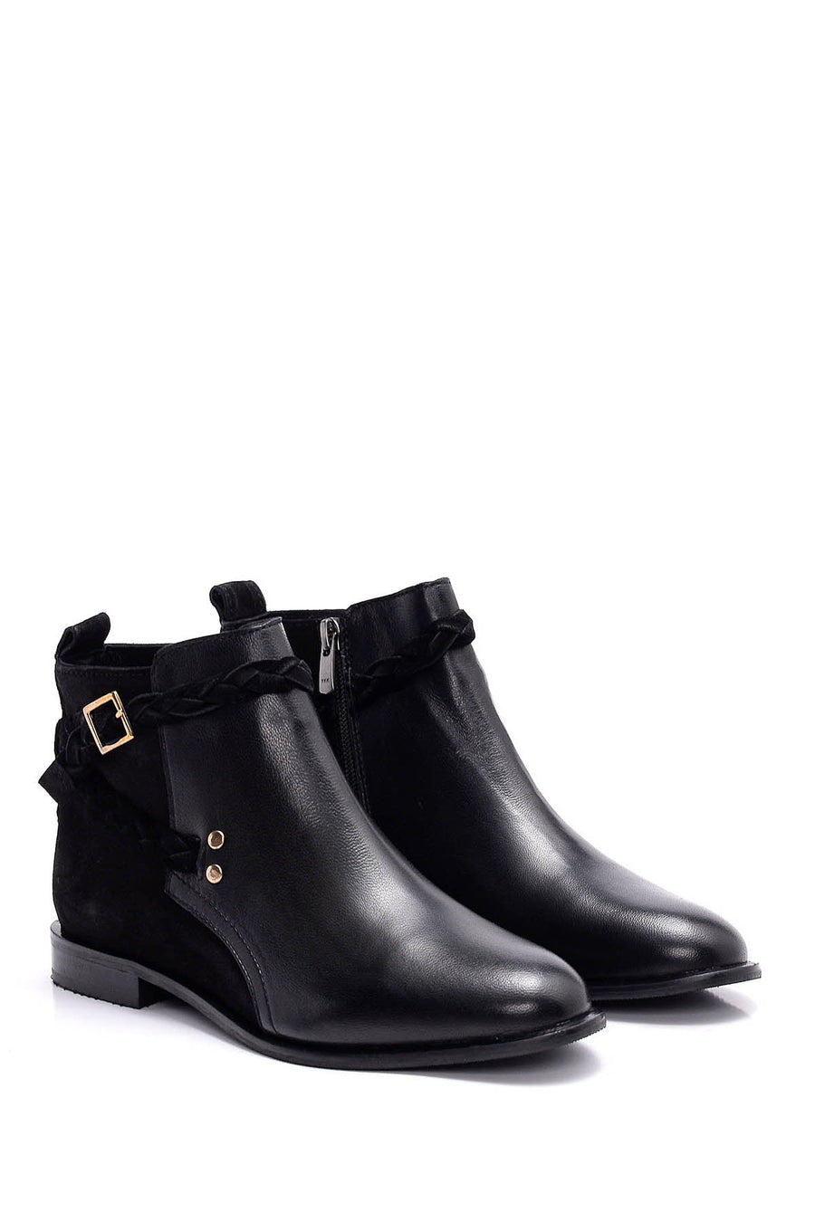 Women's Buckle Leather Boots
