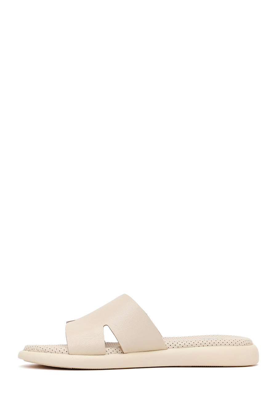 Woman Beige Leather Slippers