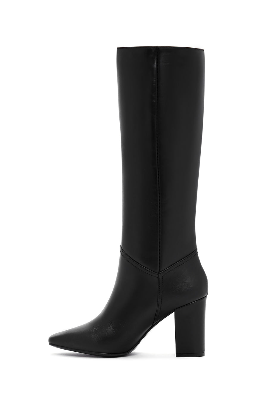 Women's Black High Heeled Classic Leather Boots