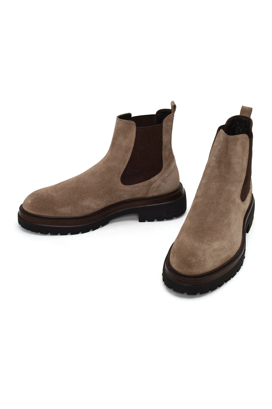 Male Beige Thick-Soled Suede Chelsea Boots