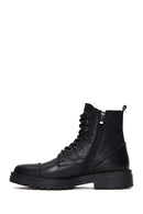 Men's Black Leather Zippered Boots | Derimod