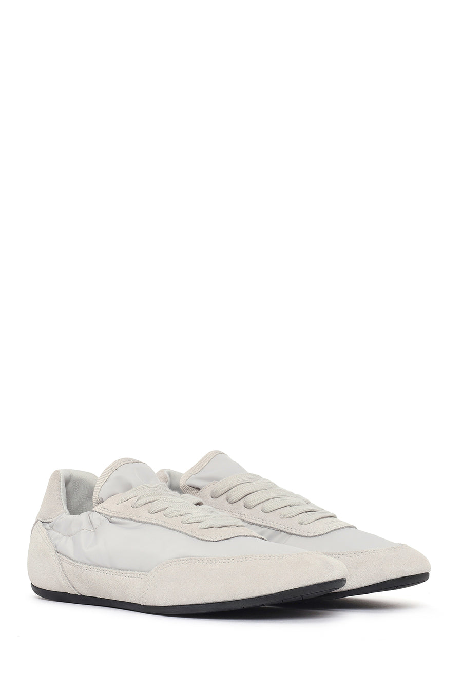 Women's Grey Lace-up Leather Sneaker