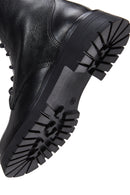 Women's Black Leather Zippered Boots | Derimod