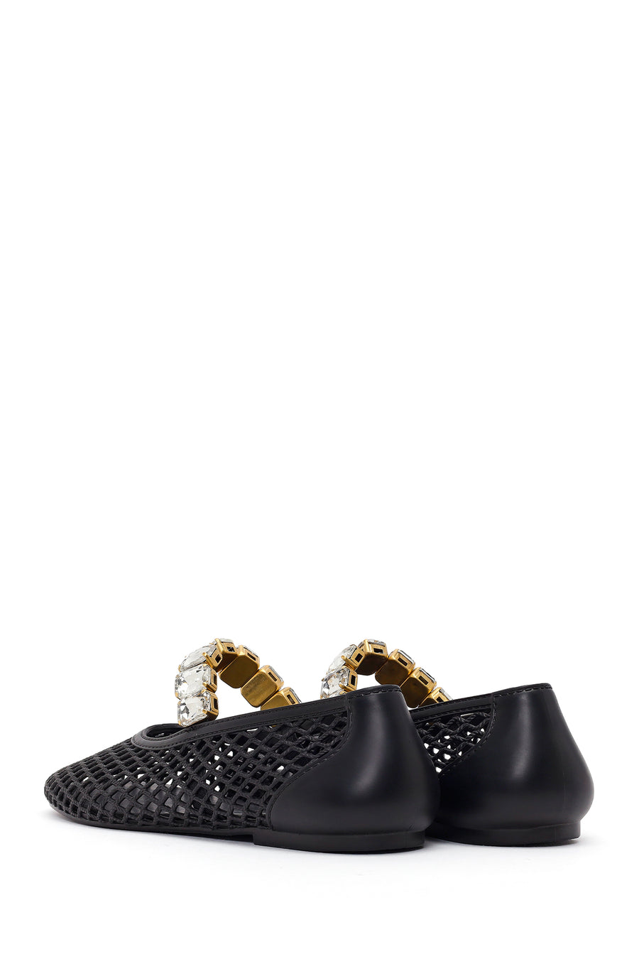 Women's Black Jelly Ballet Flats with Rhinestones