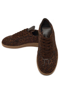 Woman Brown Lace-Up Leopard Print Suede Leather Sneaker | Derimod
