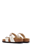 Birkenstock Women's White Mayari Graceful Buckled Slippers | Derimod