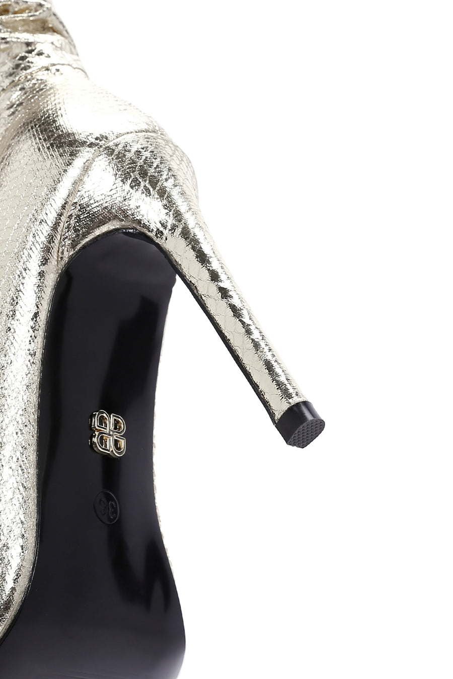 Women's Gold Thin Heeled Boots