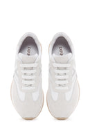 Women's White Suede Detailed Leather Sneaker | Derimod