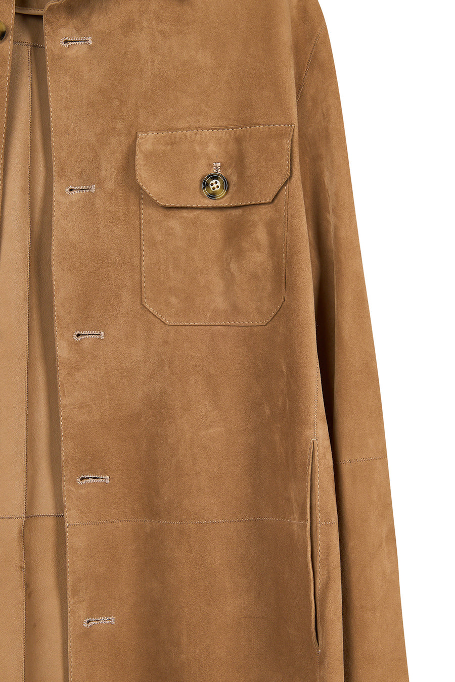 Osimhen Male Beige Suede Leather Shirt Jacket