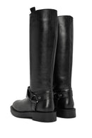 Women's Black Buckle Detailed Leather Boots | Derimod