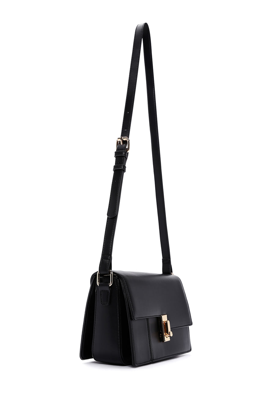 Woman Black Long-Strap Crossbody Bag